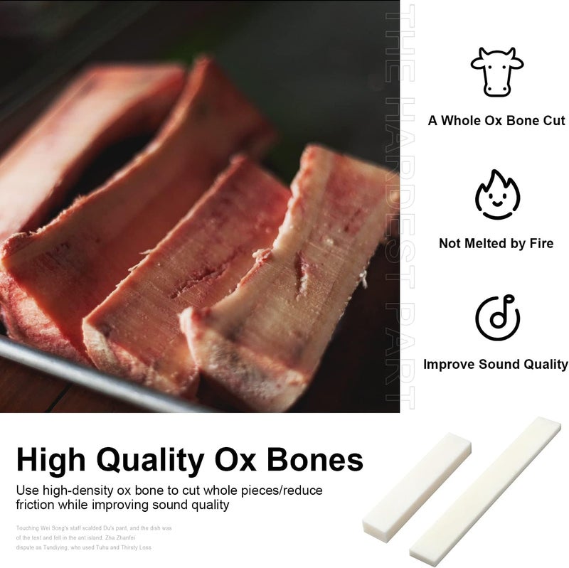 MAXCHEER 6 String Acoustic Guitar Bone Bridge Saddle and Nut Made of White Real Bone with 2pcs Sandpaper (3 set Bones Nut And Saddle) - Image 5